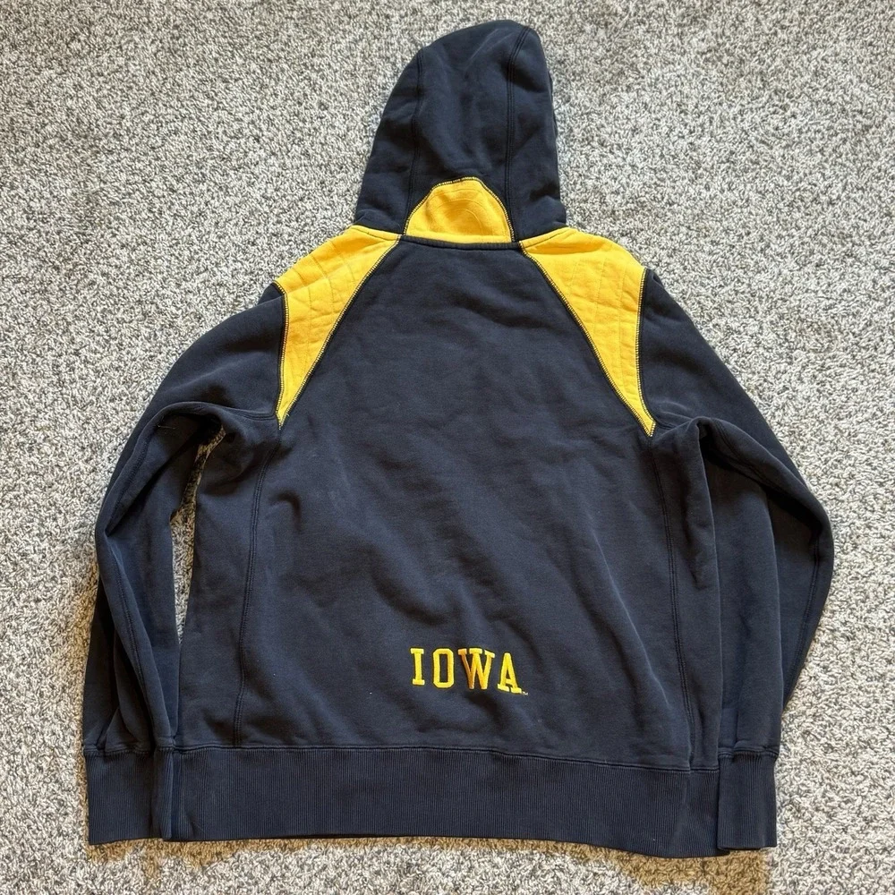 VTG Nike Iowa Hawkeyes Center Swoosh Hoodie Black Yellow Sweatshirt Small Y2k